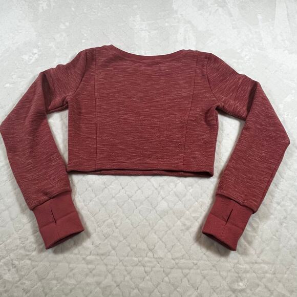 BUFFBUNNY Goal Digger LS Crop Pullover Top W/Thumbholes Sz XS In Salmon Color - Picture 2 of 6
